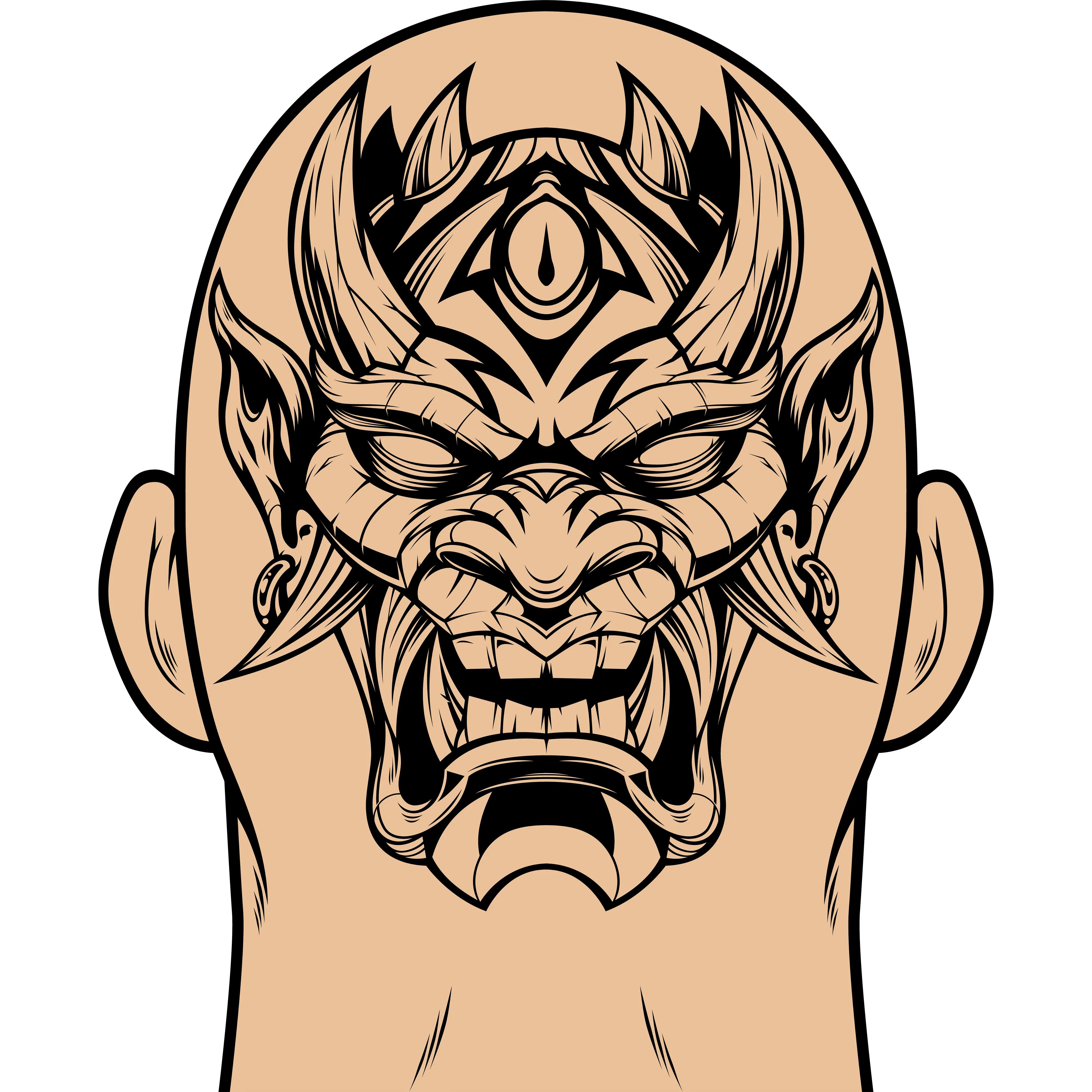 Kabuki Head Tattoo Sticker